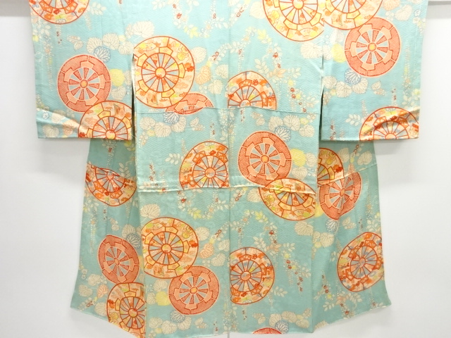 JAPANESE KIMONO / ANTIQUE JUBAN / SILK / MON KINSHA / FLORAL PLANTS